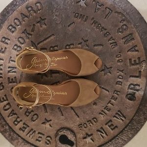 Gaimo Tan suede with Gold straps  espadrilles, size 39, Made in Spain